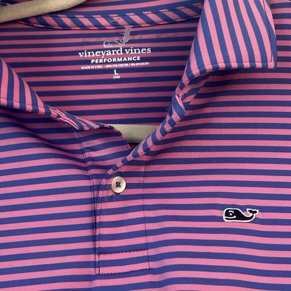 Vineyard Vines Performance Whale Logo Polo Shirt Pink Purple Boys Large Preppy - Picture 2 of 8